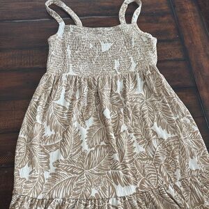Gentle Fawn Palm Leaf Print Dress in Cream and Tan